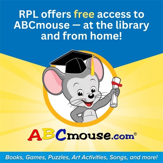 yellow and blue graphic featuring the ABCmouse logo 