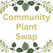 green leafy bordering surrounding the words "community plant swap"